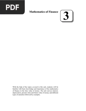 Mathematics of Finance