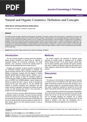 Natural and Organic Cosmetics: Definition and Concepts (Article)