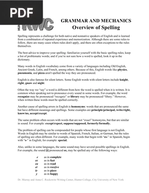 Overview of Spelling