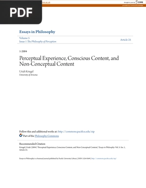 Perceptual Experience, Conscious Content, and Non-Conceptual Content