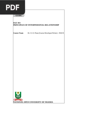 Principles Of Interpersonal Relationship