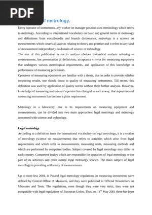 Principles of metrology (Article)