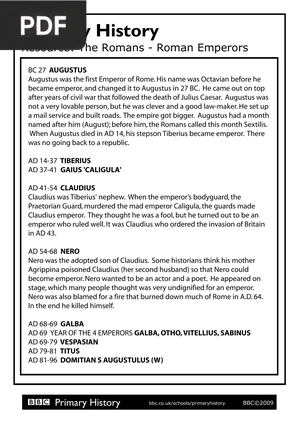 Resource: The Romans - Roman Emperors