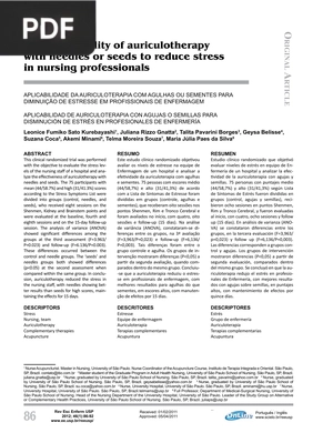 The Applicability of Auriculotherapy With Needles or Seeds to Reduce Stress in Nursing Professionals (Article)