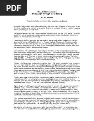 The Art of Communication Persuasion Through Story Telling (Article)