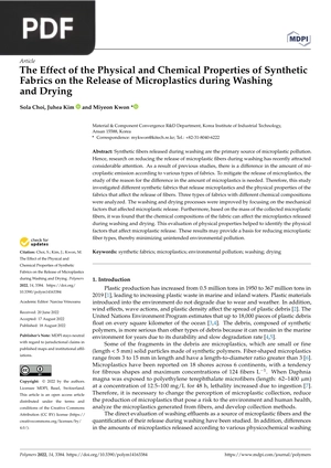 The Effect of the Physical and Chemical Properties of Synthetic Fabrics on the Release of Microplastics during Washing and Drying