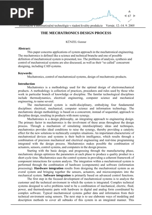 The Mechatronics Design Process (Article)