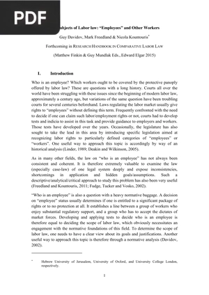 The Subjects of Labor law: Employees and Other Workers