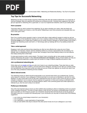 Top Tips for Successful Networking (Article)