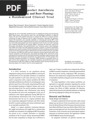 Topical Intrapocket Anesthesia During Scaling and Root Planing a Randomized Clinical Trial (Article)