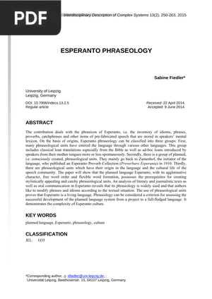 Esperanto Phraseology