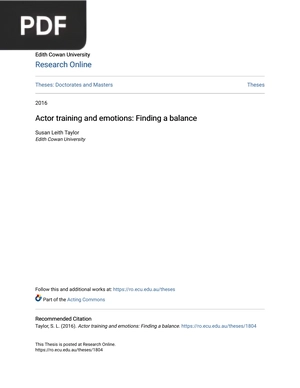 Actor Training and Emotions