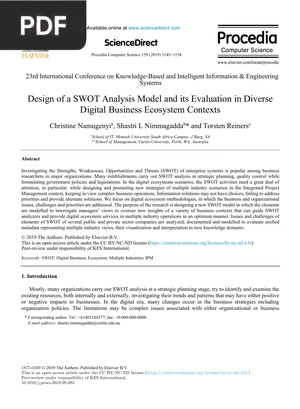 Design of a SWOT Analysis Model and its Evaluation in Diverse Digital Business Ecosystem Contexts (Article)