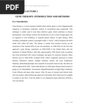 Gene therapy - introduction and methods