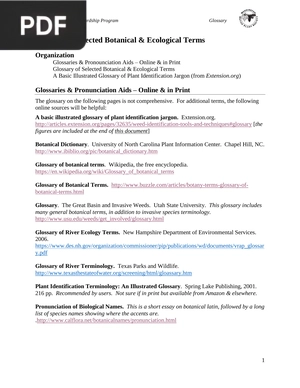 Glossary of Selected Botanical & Ecological Terms