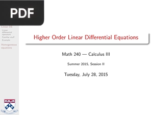 Higher Order Linear Differential Equations (Presentation)