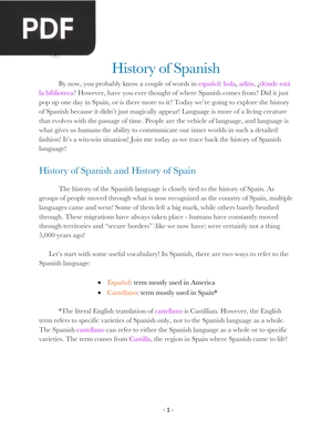 History of Spanish
