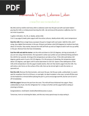 Homemade Yogurt, Lebanese Laban