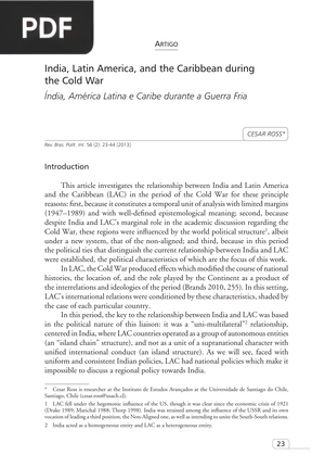 India, Latin America, and the Caribbean during the Cold War