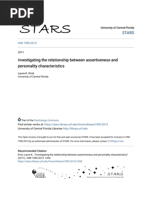 Investigate the relationship between assertiveness and personality characteristics