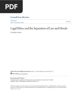 Legal Ethics and the Separation of Law and Morals