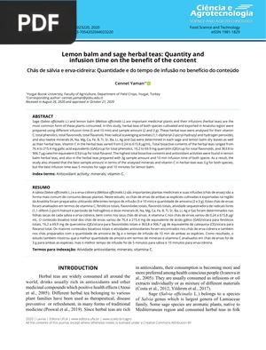 Lemon balm and sage herbal teas: Quantity and Infusion Time on the Benefit of the Content (Article)
