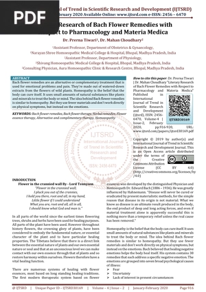 Literary Research of Bach Flower Remedies with Respect to Pharmacology and Materia Medica (Article)