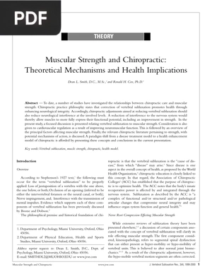 Muscular Strength and Chiropractic - Theoretical Mechanisms and Health Implications