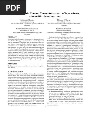 On Blockchain Commit Times: An Analysis of how Miners Choose Bitcoin Transactions (Article)