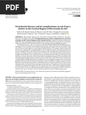 Periodontal disease and its complications in cats from a shelter in the Central Region of Rio Grande do Sul
