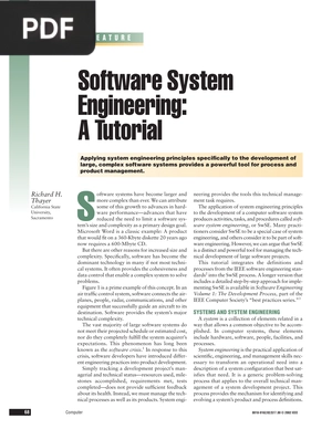 Software System Engineering A Tutorial (Article)