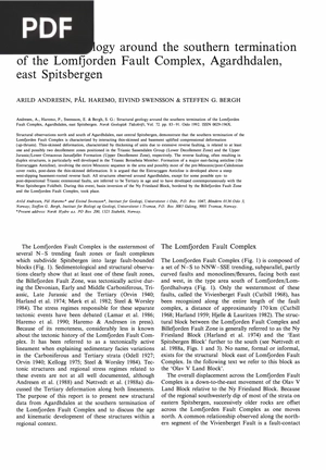 Structural Geology Around the Southern Termination of the Lomfjorden Fault Complex Agardhdalen East Spitsbergen (Article)