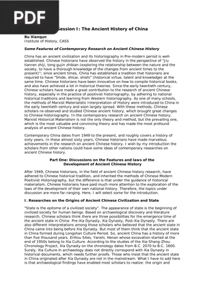 The Ancient History of China (Article)