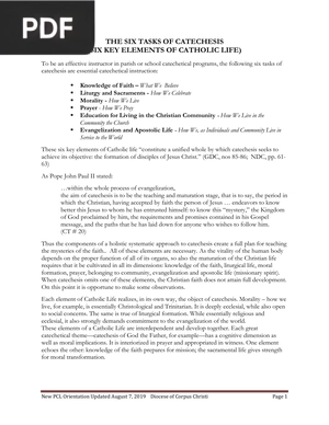 The Six Tasks of Catechesis (Six Key Elements of Catholic Life)