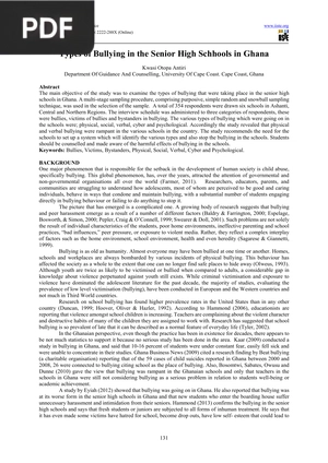 Types of Bullying in the Senior High Schhools in Ghana (Article)