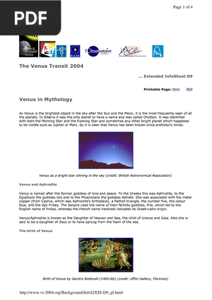 Venus in Mythology (Article)