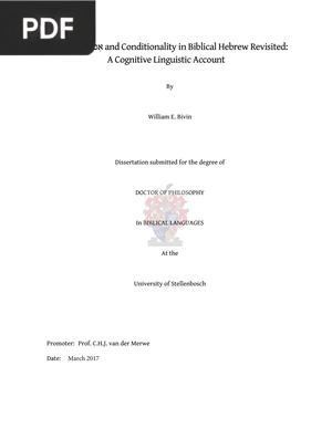 The Particle ם ִא and Conditionality in Biblical Hebrew Revisited - A Cognitive Linguistic Account