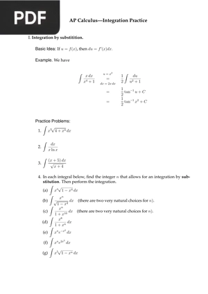 AP Calculus - Integration Practice
