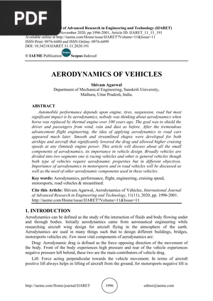 Aerodynamics of vehicles