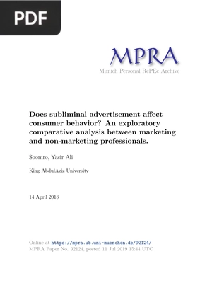 Does Subliminal Advertisement Affect Consumer Behavior An Exploratory Comparative Analysis Between Marketing and Non Marketing Professionals