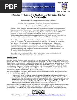Education for Sustainable Development: Connecting the Dots for Sustainability