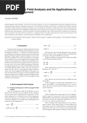 Electromagnetic Field Analysis and Its Applications to Product Development (Article)