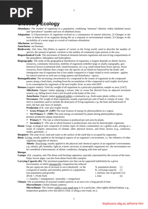 Glossary Ecology