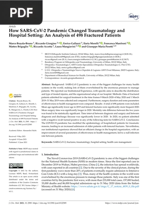 How SARS-CoV-2 Pandemic Changed Traumatology and Hospital Setting: An Analysis of 498 Fractured Patients (Article)