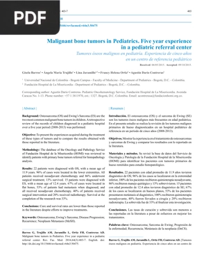 Malignant Bone Tumors in Pediatrics Five Year Experience in a Pediatric Referral Center (Article)