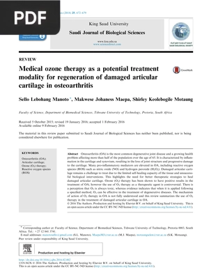 Medical ozone therapy as a potential treatment modality for regeneration of damaged articular cartilage in osteoarthritis (Article)