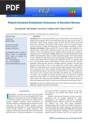Patient Centered Endodontic Outcomes A Narrative Review (Article)