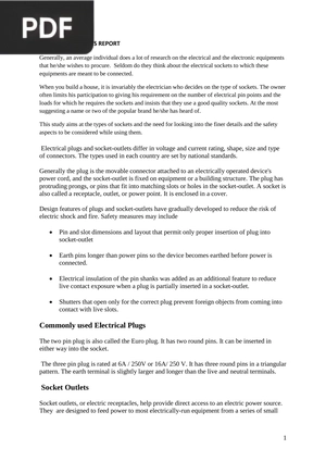 Plugs and Sockets Report