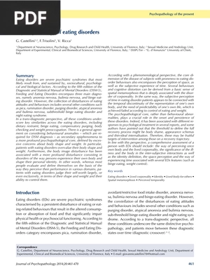 Psychopathology of Eating Disorders (Article)
