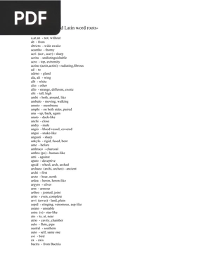 Some Greek and Latin Word Roots (Article)